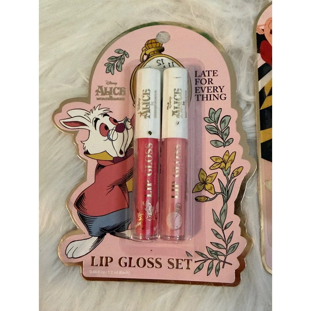 Disney Alice in Wonderland Lip Gloss Set Palette Cheshire Cat Queen of Hearts